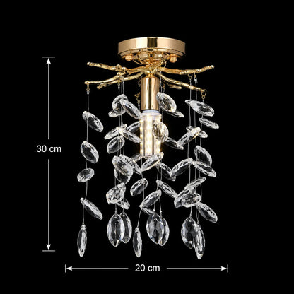 Candelabru Cristal LEAF Petito, Φ20cm, 1xE14, Auriu, Metal si Cristal