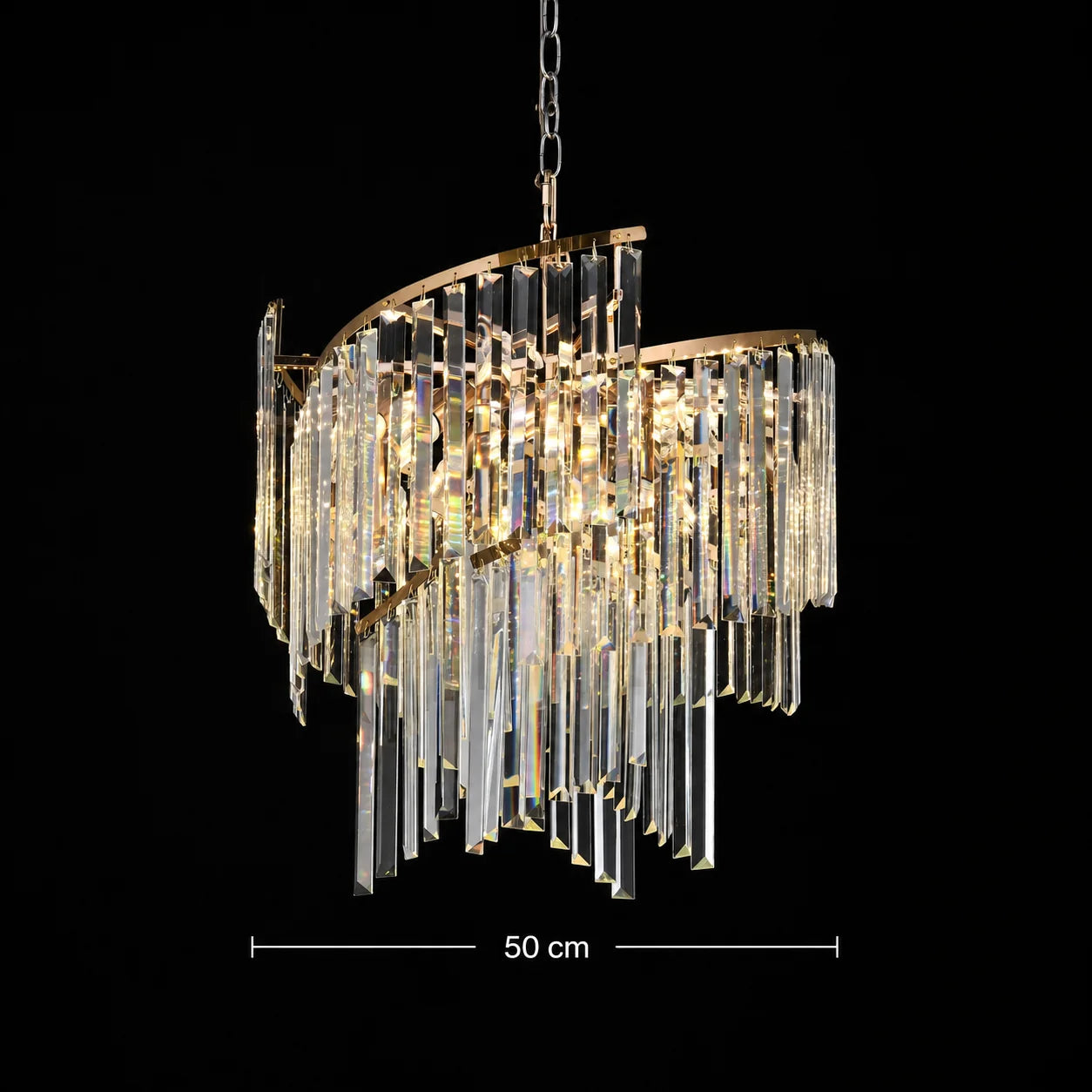 Candelabru Cristal TWEEZE Eleganza, Φ50cm, 9xE14, Auriu, Metal si Cristal