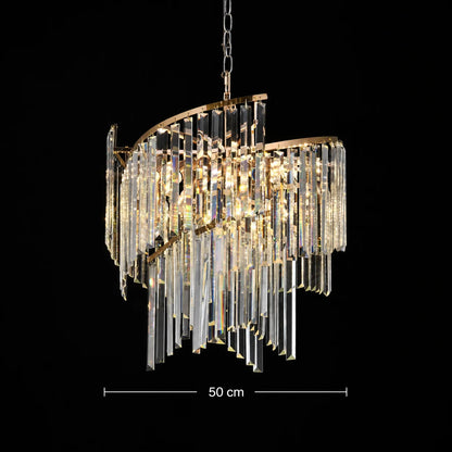 Candelabru Cristal TWEEZE Eleganza, Φ50cm, 9xE14, Auriu, Metal si Cristal