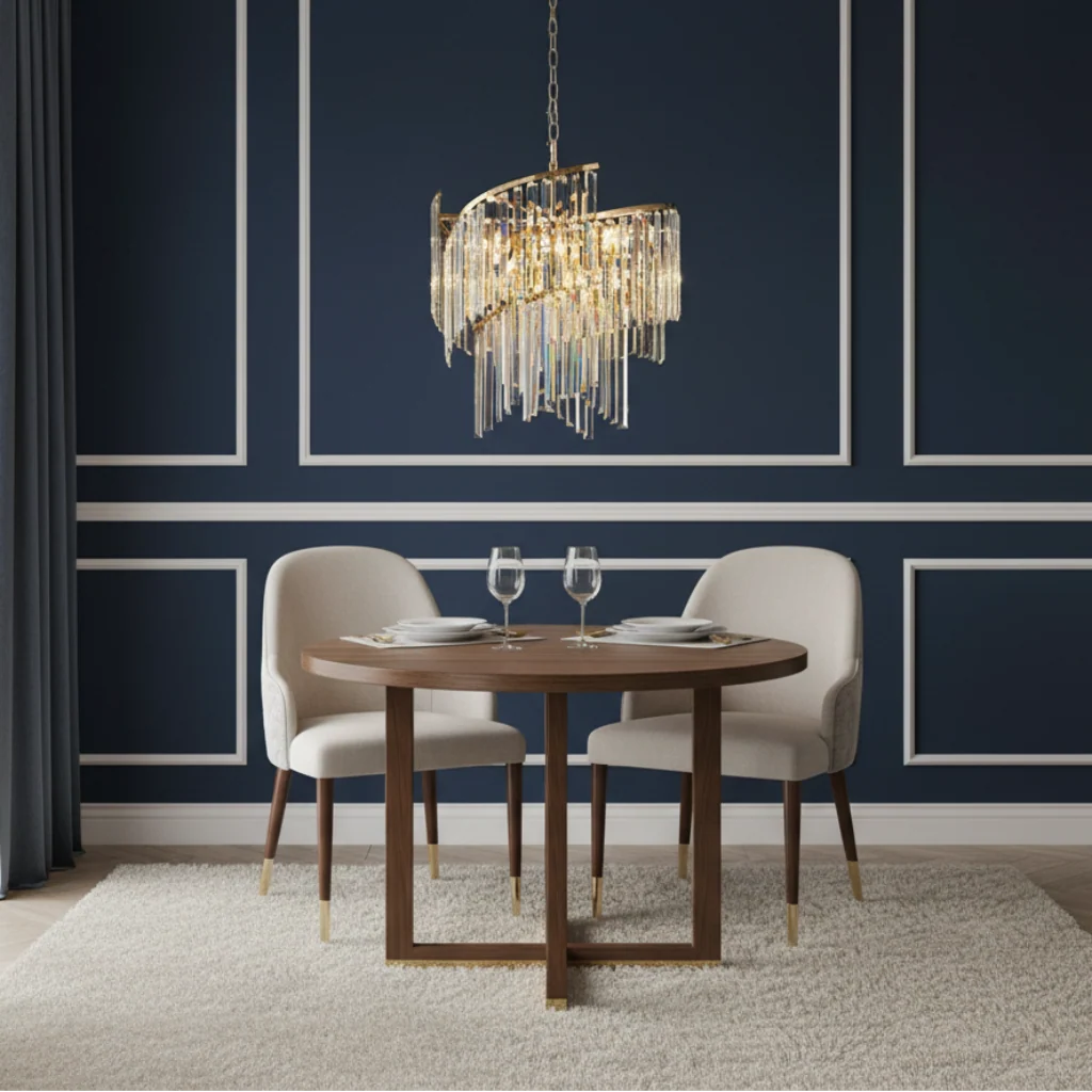 Candelabru Cristal TWEEZE Eleganza, Φ50cm, 9xE14, Auriu, Metal si Cristal