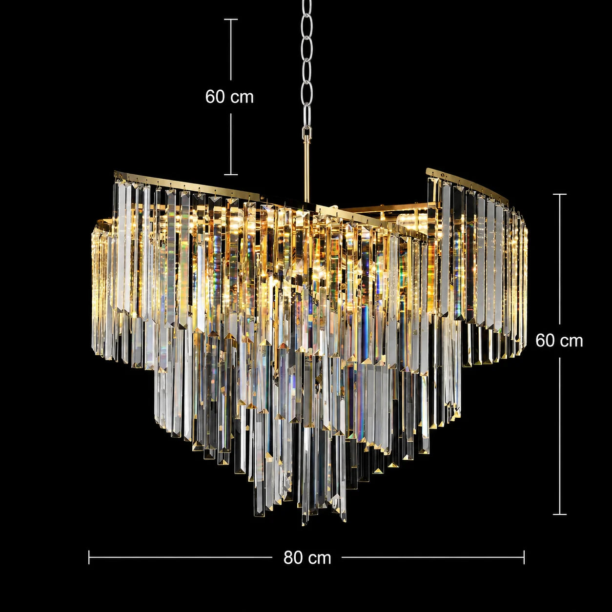 Candelabru Cristal TWEEZE Regalis, Φ80cm, 16xE14, Auriu, Metal si Cristal