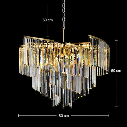 Candelabru Cristal TWEEZE Regalis, Φ80cm, 16xE14, Auriu, Metal si Cristal