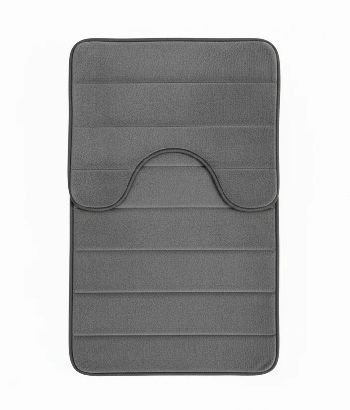 Covorase de Baie, 80x50 cm / 50x40 cm, Gri, Antiderapant, Absorbant, Set 2 bucati