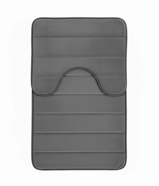 Covorase de Baie, 80x50 cm / 50x40 cm, Gri, Antiderapant, Absorbant, Set 2 bucati