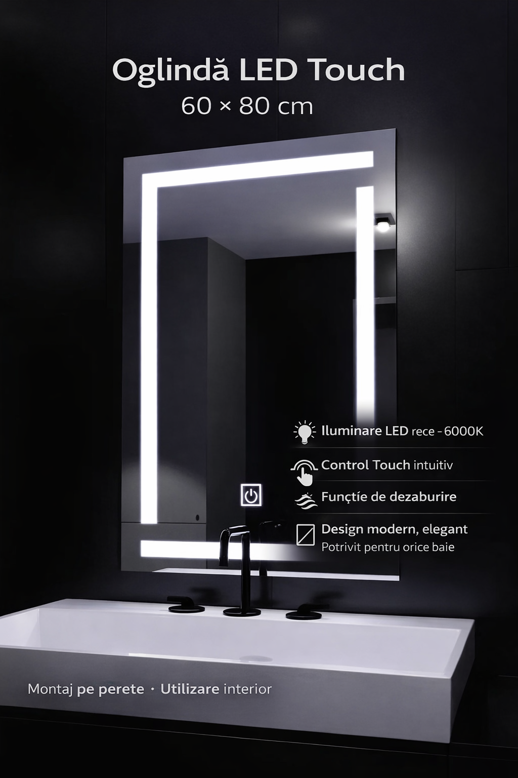 Oglinda LED Touch Giga 60x80cm