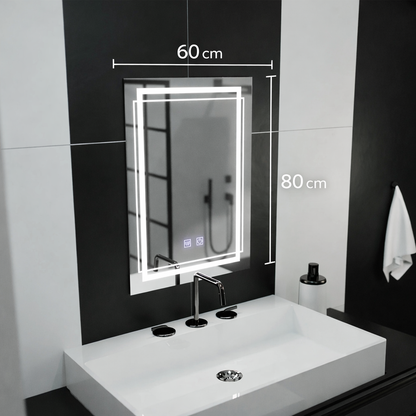 Oglinda LED Rectangulara, 60x80cm, KOVEN Touch, Sistem Dezaburire,Dimabila