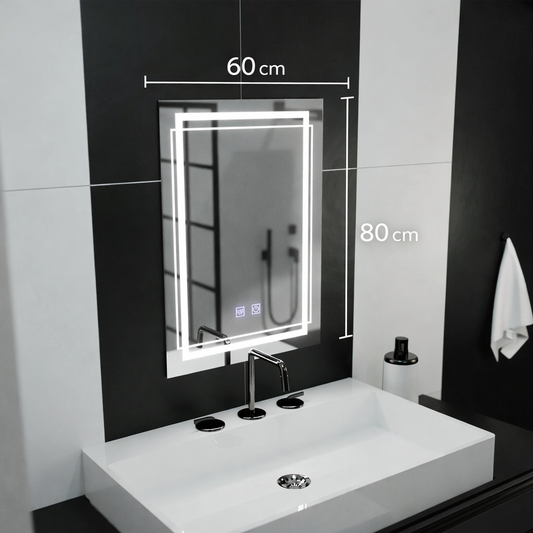 Oglinda LED Rectangulara, 60x80cm, KOVEN Touch, Sistem Dezaburire,Dimabila
