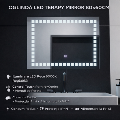 Oglinda LED Rectangulara 80x60cm Grid Light Basic Touch