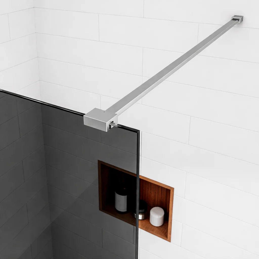 Paravan dus Walk-In 90x195 cm, sticla securizata 8 mm, gri, profil metalic rezistent