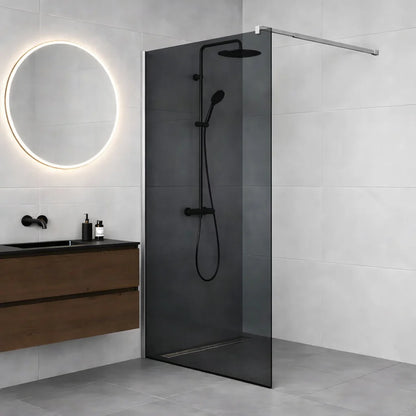 Paravan dus Walk-In 90x195 cm, sticla securizata 8 mm, gri, profil metalic rezistent