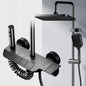 Coloana de dus ATID, Metal, Para Patrata, Efect Ploaie, 3 Functii, Montare Pe Perete, Negru, Accesorii Incluse