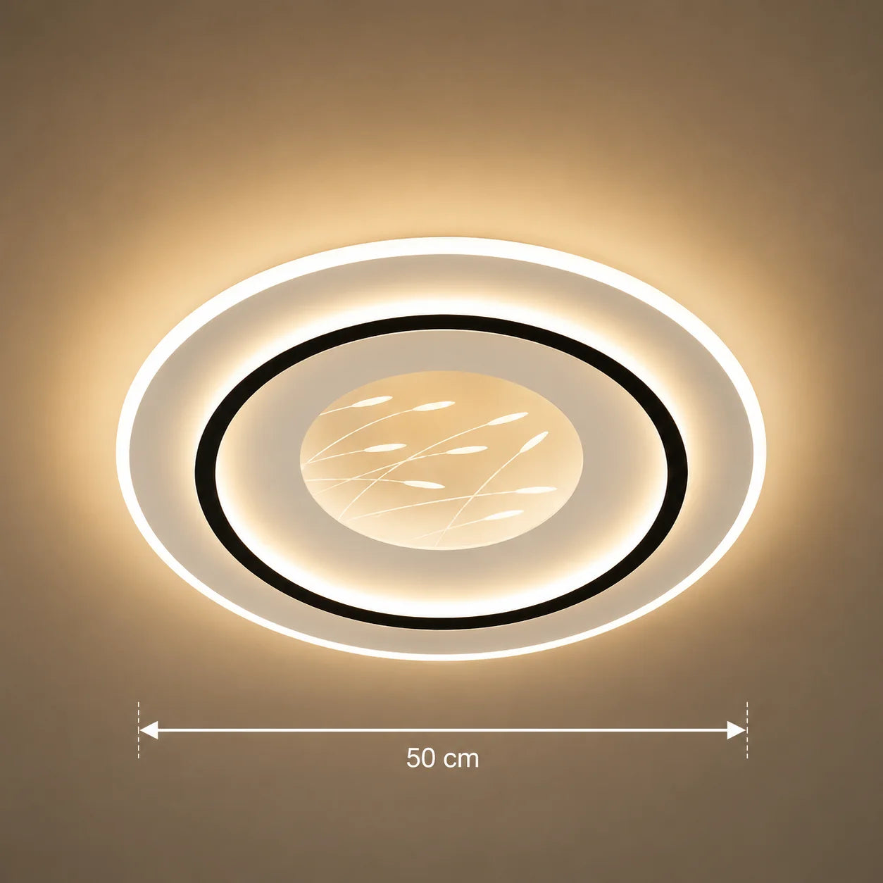 Lustra LED cu telecomanda LINEA 125W, Ø50cm, Rotunda, lumina Rece/Calda/Neutra, Dimabila, Negru