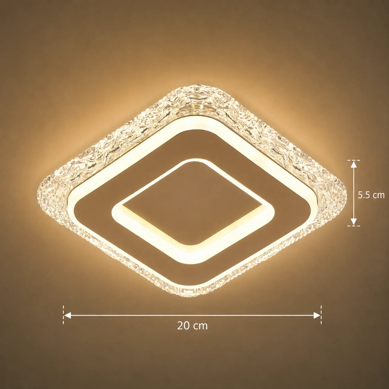 Lustra LED AGOL Petito, 29W, Dimensiune 20x20cm, Lumina Calda/Neutra/Rece, Auriu, Metal si Acril