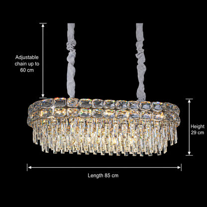 Candelabru Cristal LUCENT Regalis 28xE14, 85x35 cm, Auriu, Inaltime Reglabila, Metal si Cristal