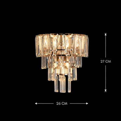 Candelabru Cristal tip Aplica VELMONT 3xE14, 26 cm, Auriu, Inaltime Reglabila, Metal si Cristal
