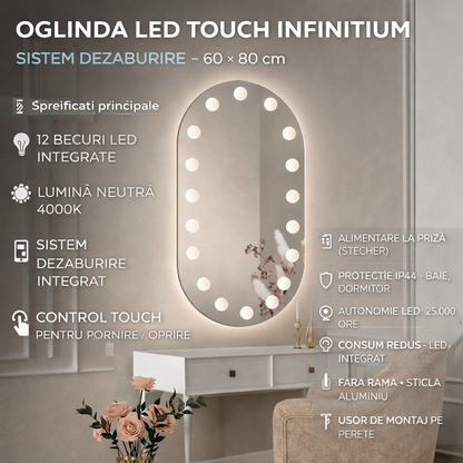 Oglinda LED Touch Infinitium Sistem Dezaburire 60X80cm