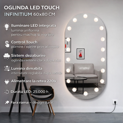 Oglinda LED Touch Infinitium Sistem Dezaburire 60X80cm
