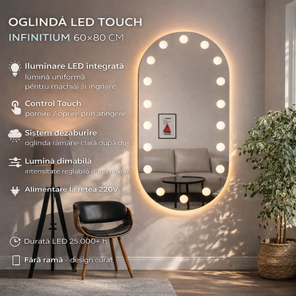 Oglinda LED Touch Infinitium Sistem Dezaburire 60X80cm