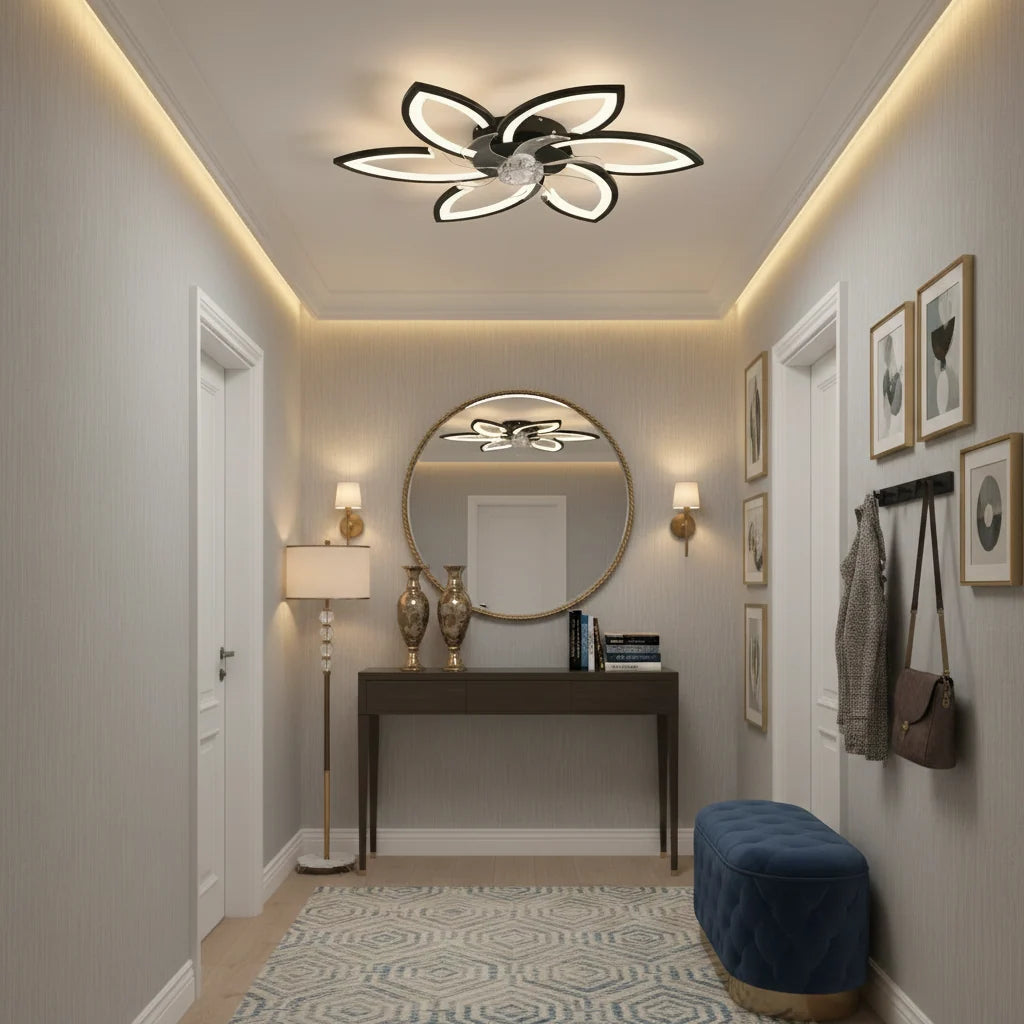 Lustra LED Ventilator ANEMO cu Telecomanda, 36W, D76.5cm, Lumina Rece/Neutra/Calda, Metal si Plastic, Negru