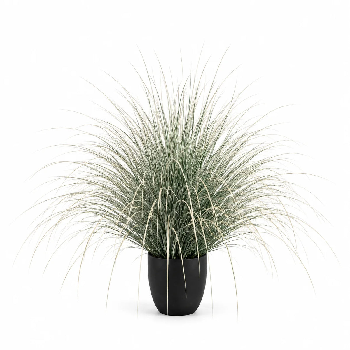 Planta Artificiala Iarba Ornamentala Tip Fantana, 110cm, Verde si Alb, Fara Ghiveci