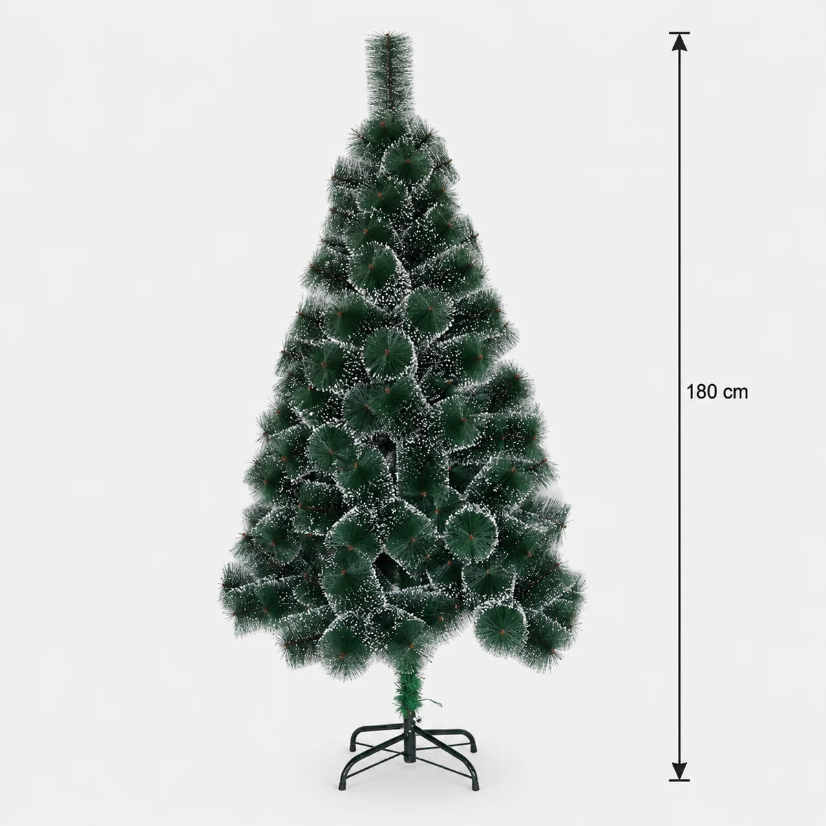 Decoratiune Brad Artificial MANIITSOQ, 180 cm, 220 varfuri, Suport Metalic, Plastic, Ace Verzi cu Varfuri Albe
