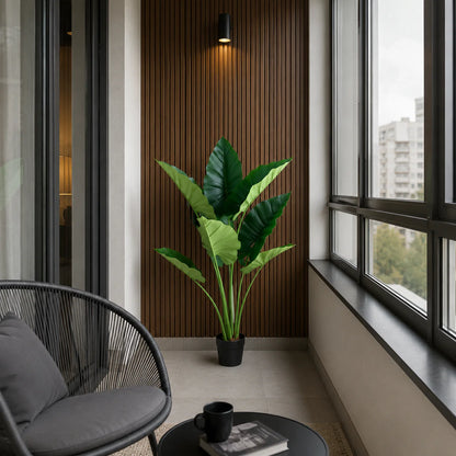 Decoratiune Alocasia, 10 frunze, Plastic, 120 cm, Verde