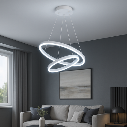 Lustra LED cu telecomanda, ZOE, 2 Patrate, 39W, Lumina Rece/Calda/Neutra, Dimabila, Alb