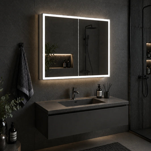 Oglinda LED cu Dulap MODA 60x70 cm Alb – Iluminare Perimetrala si Senzor Touch