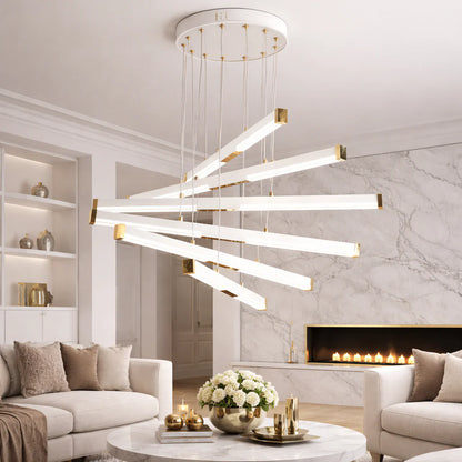Lustra LED Suspendata Acril LT183/5WH, 69W, Lumina 3000/4000/6000K, Alb, Inaltime Reglabila