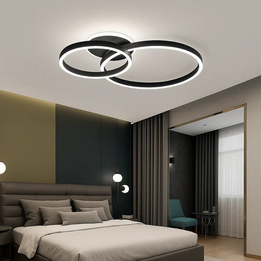 Lustra LED cu telecomanda LT511/30+40+50BK, 94W, 3 Cercuri, lumina Rece/Calda/Neutra, Dimabila, Negru