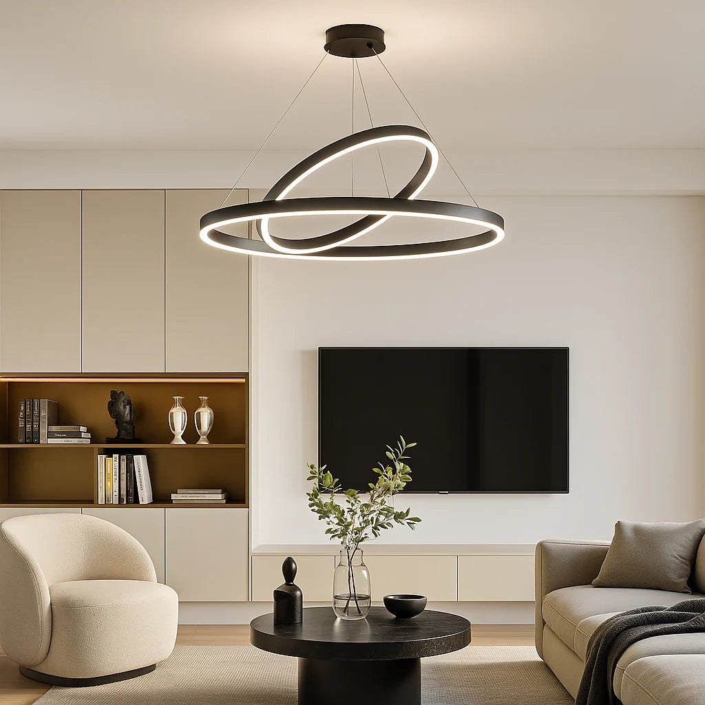 Lustra LED suspendata Amelia, 4000K, 31W, 30x49cm, Negru, Inaltime Reglabila