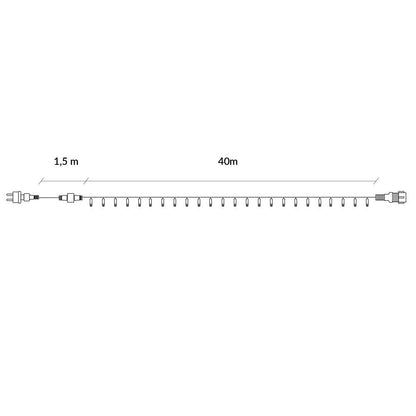 Instalatie luminoasa LED 41,5 m, 500 LED, IP44, pentru interior si exterior, alb rece + albastru flash