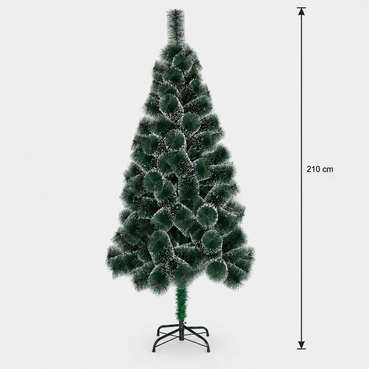 Decoratiune Brad Artificial MANIITSOQ, 210 cm, 280 varfuri, Suport Metalic, Plastic, Ace Verzi cu Varfuri Albe