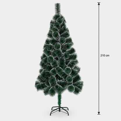 Decoratiune Brad Artificial MANIITSOQ, 210 cm, 280 varfuri, Suport Metalic, Plastic, Ace Verzi cu Varfuri Albe