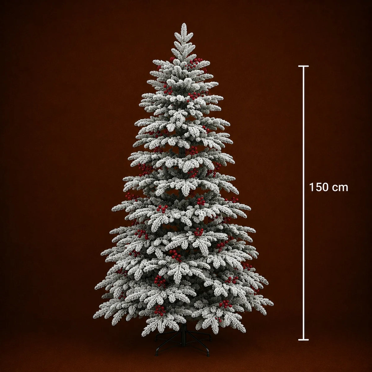 Decoratiune Brad Artificial CRAN, 150 cm, 320 varfuri, Plastic, Verde si Alb