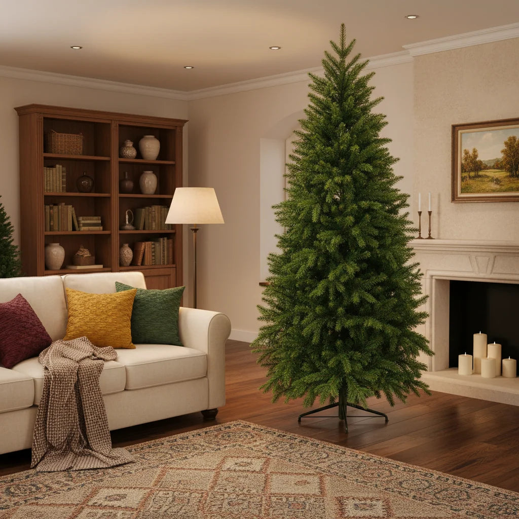 Decoratiune Brad Artificial EIS, 210 cm, 666 varfuri, Plastic, Verde