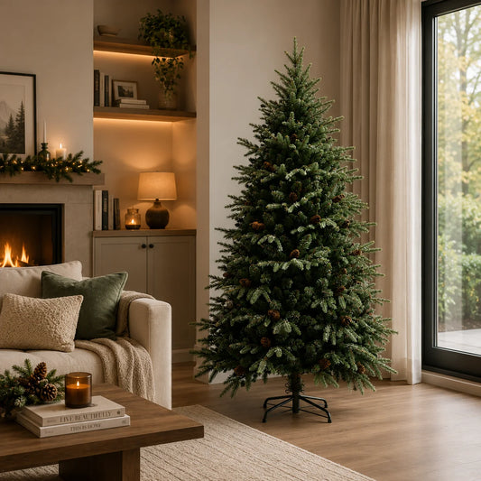 Decoratiune Brad Artificial QAANAAQ, 210 cm, 1149 varfuri, Plastic, Verde