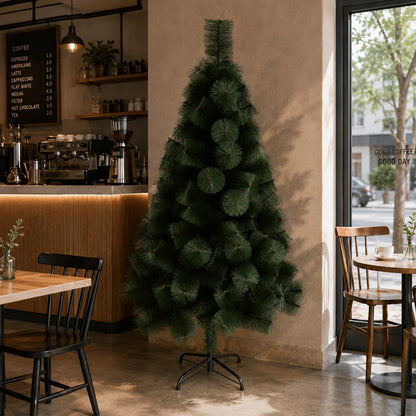 Decoratiune Brad Artificial MANIITSOQ, 210 cm, 280 varfuri, Suport Metalic, Plastic, Verde