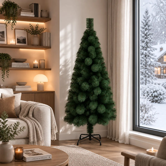 Decoratiune Brad Artificial MANIITSOQ, 210 cm, 280 varfuri, Suport Metalic, Plastic, Verde