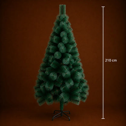 Decoratiune Brad Artificial MANIITSOQ, 210 cm, 280 varfuri, Suport Metalic, Plastic, Verde
