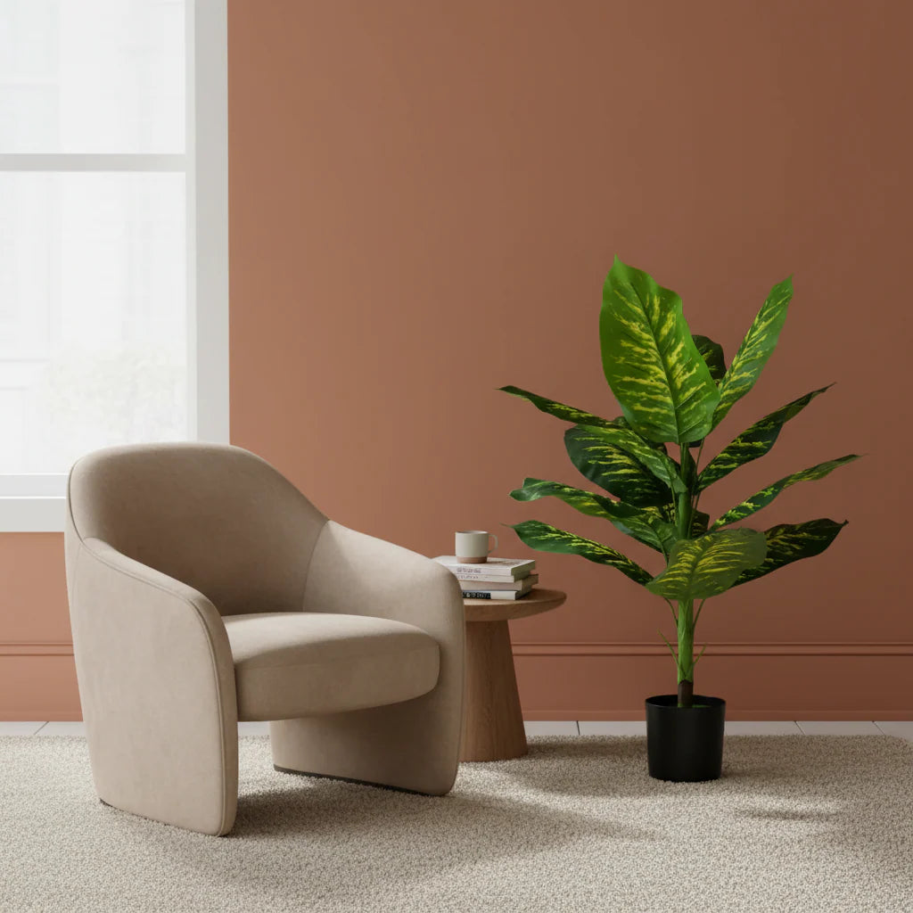 Decoratiune Dieffenbachia, Plastic, 100 cm, Verde