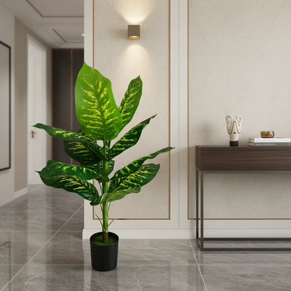 Decoratiune Dieffenbachia, Plastic, 100 cm, Verde