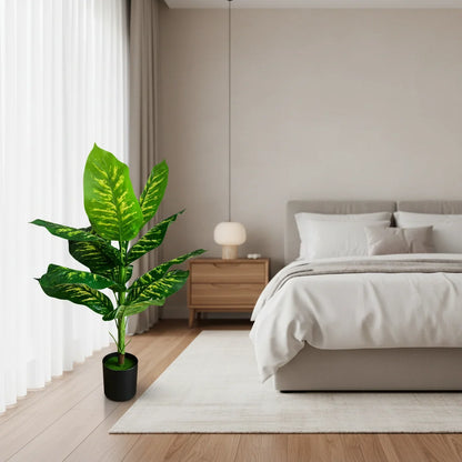 Decoratiune Dieffenbachia, Plastic, 100 cm, Verde
