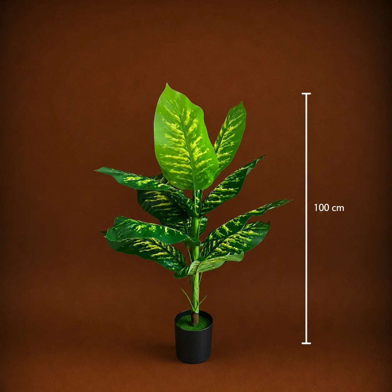 Decoratiune Dieffenbachia, Plastic, 100 cm, Verde