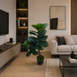 Decoratiune Ficus Lyrata, Ramificatie, 2 Ramuri, Plastic, 100 cm, Verde