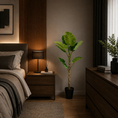 Decoratiune Monstera Deliciosa, 8 frunze, Plastic, 140 cm, Verde