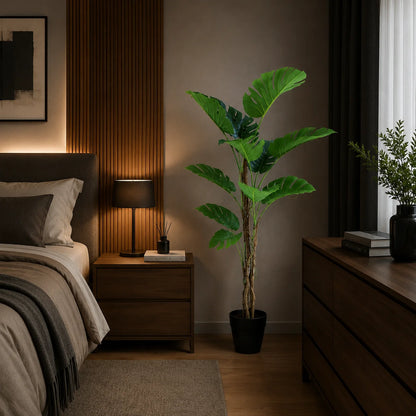 Decoratiune Monstera Deliciosa, 11 frunze, Plastic, 160 cm, Verde