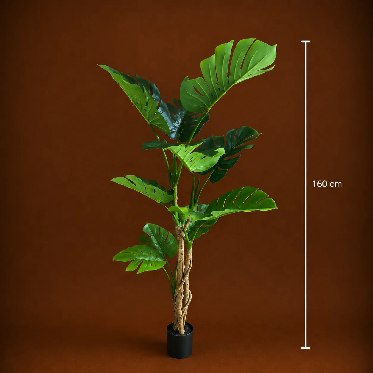 Decoratiune Monstera Deliciosa, 11 frunze, Plastic, 160 cm, Verde