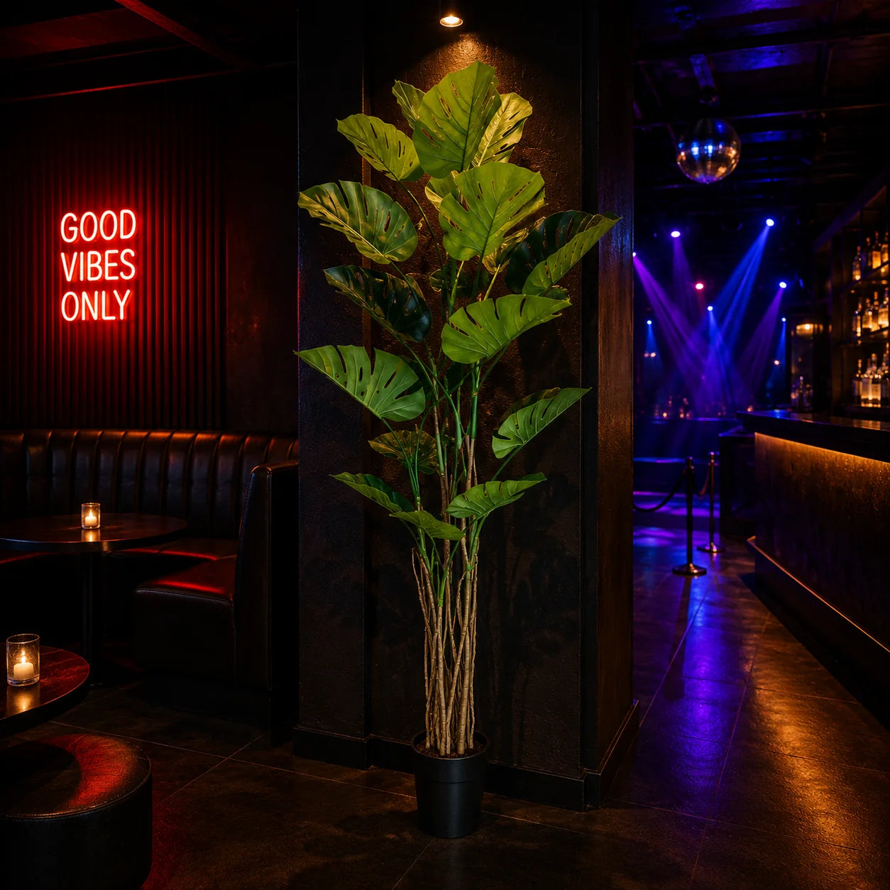 Decoratiune Monstera Deliciosa, 17 frunze, Plastic, 220 cm, Verde