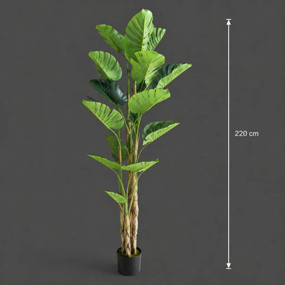 Decoratiune Monstera Deliciosa, 17 frunze, Plastic, 220 cm, Verde